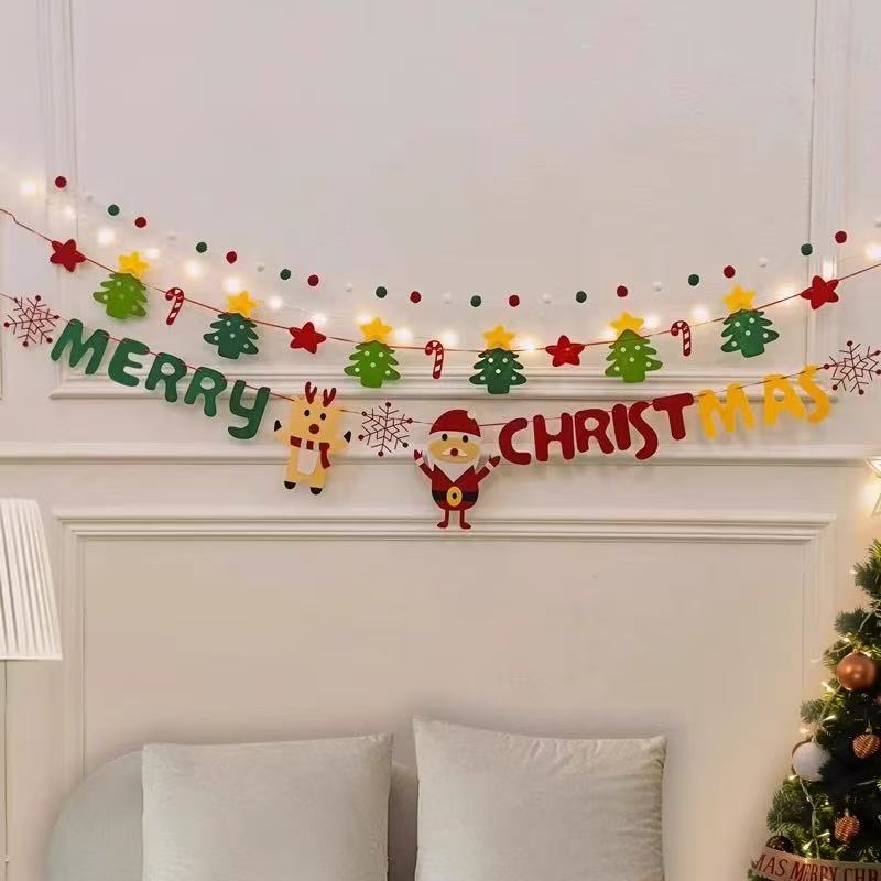 Felt Merry Christmas Garland with Fairy Lights